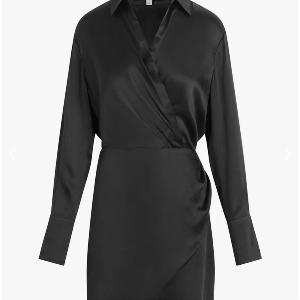 Favorite Daughter Charcoal Satin Wrap Mini Dress